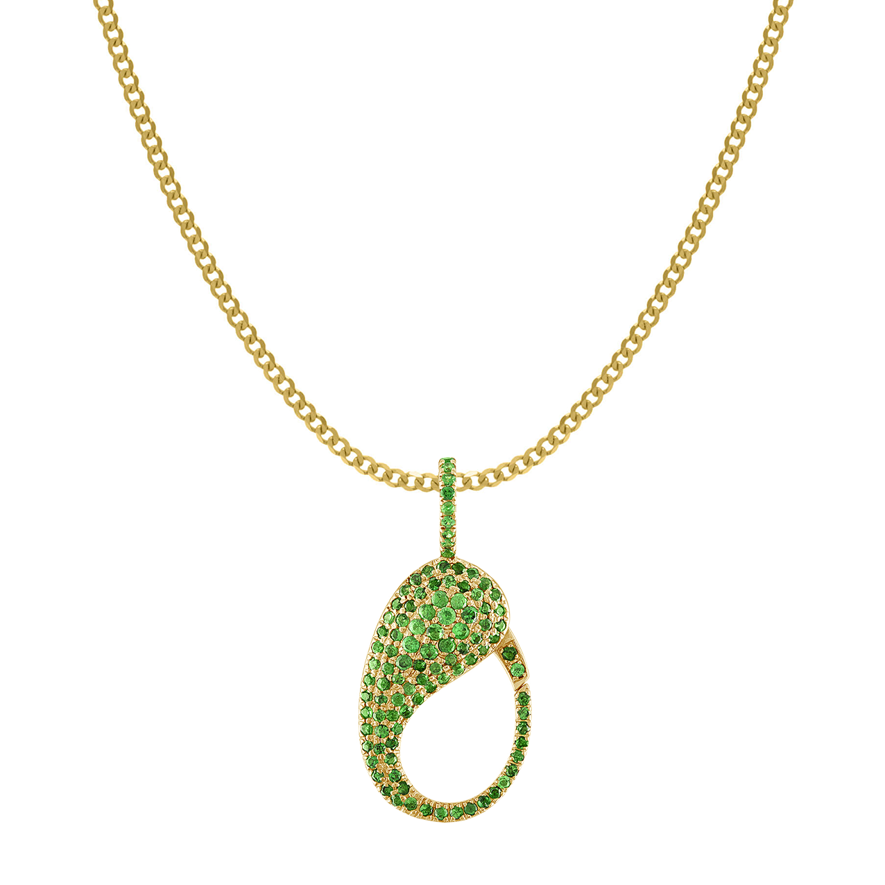 Green Tsavorite Pave Lock Charm
