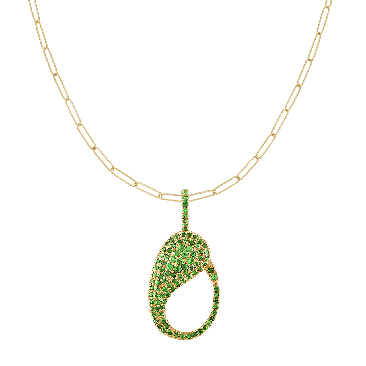 Green Tsavorite Pave Lock Charm