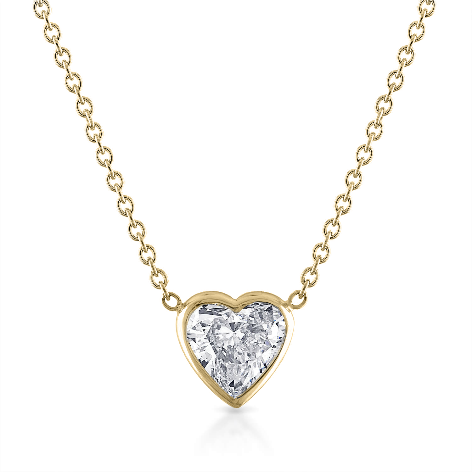Bezel Set Heart Shaped Solitaire Necklace