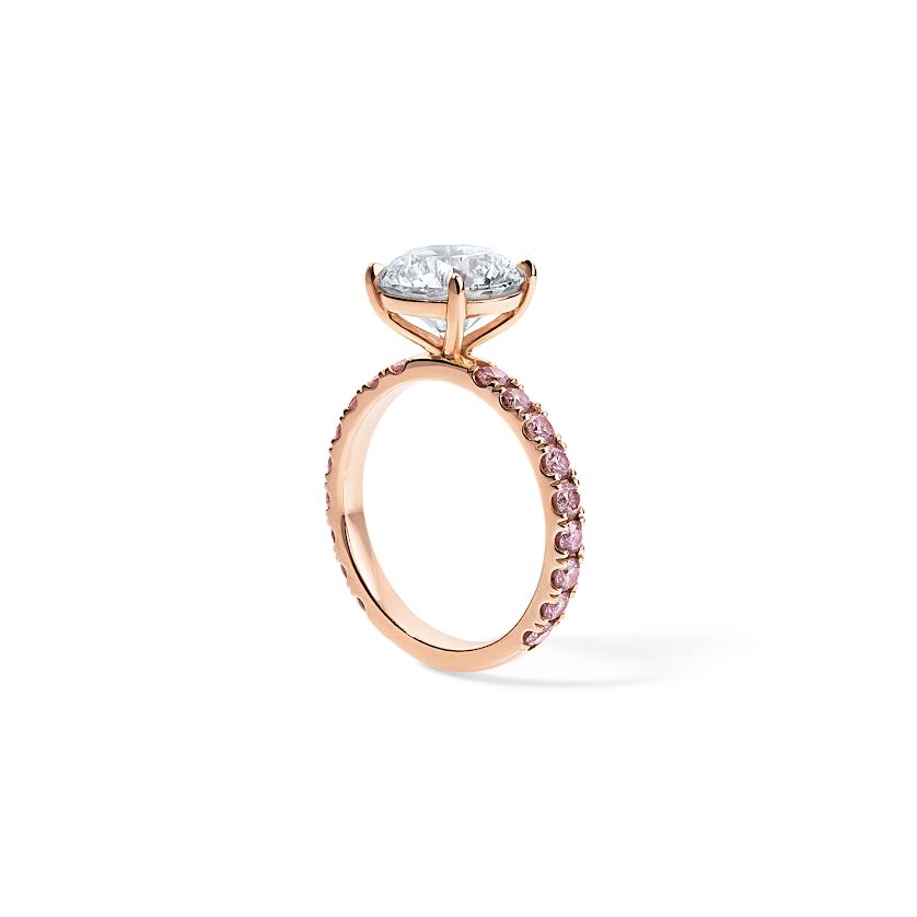 3.01ct Round Brilliant Engagement Ring with Pink Diamond Band