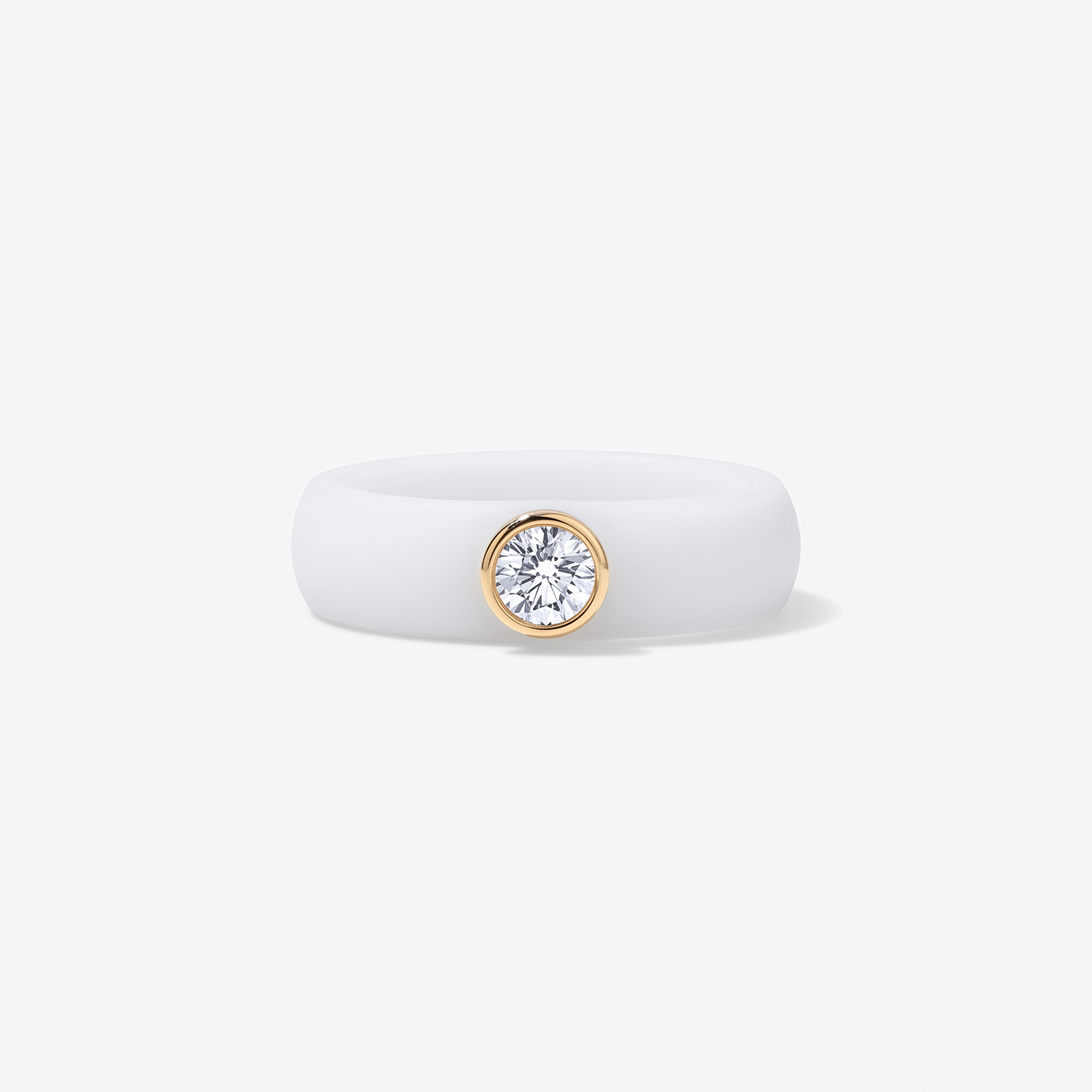 Round Lab Grown Diamond on Silicone Band 14K Yellow Gold White