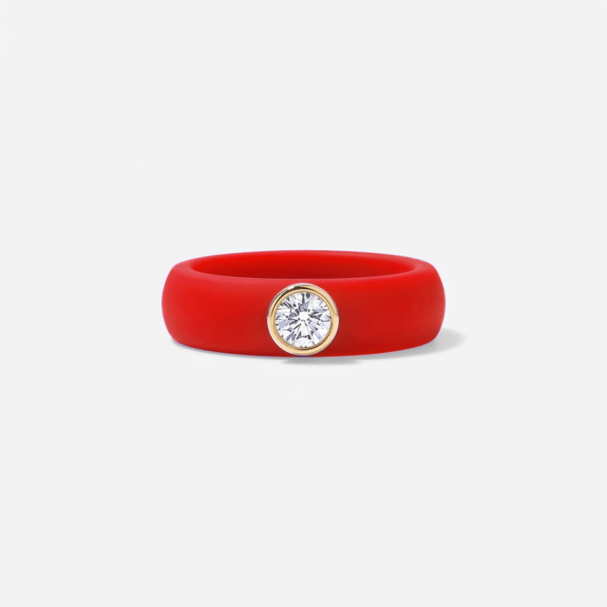 Round Lab Grown Diamond on Silicone Band 14K Yellow Gold Cherry