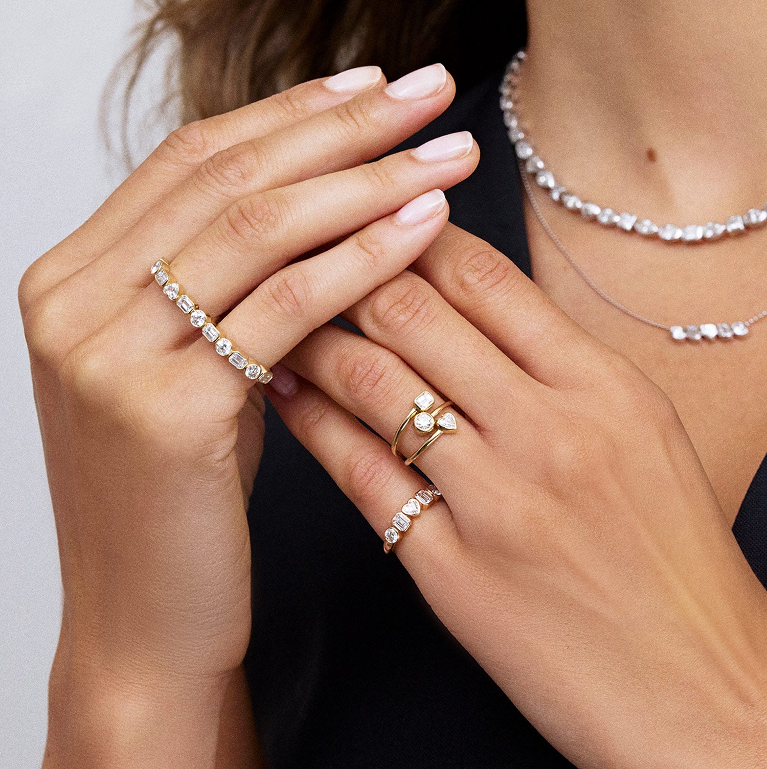 Fancy Bezel Two Finger Ring