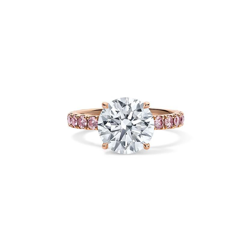 3.01ct Round Brilliant Engagement Ring with Pink Diamond Band