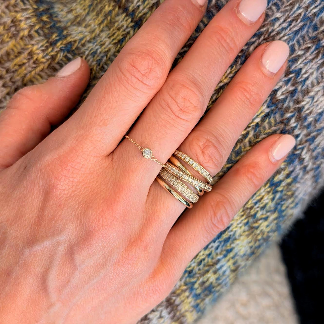 Margot Diamond Bezel Chain Ring