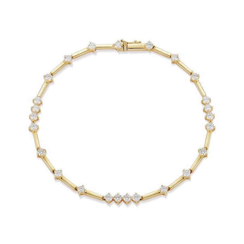 Alternating Diamond and Gold Bar Bracelet