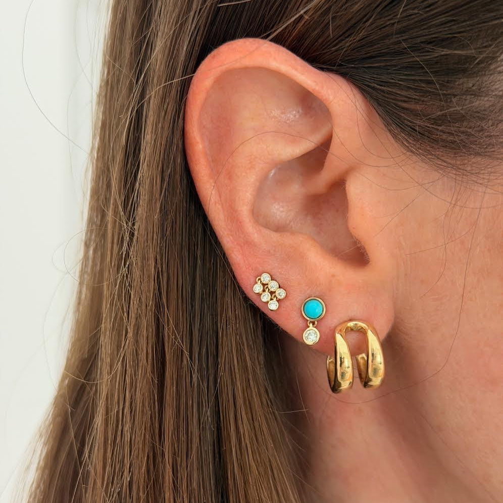 Dakota Turquoise Stud with Diamond Dangle