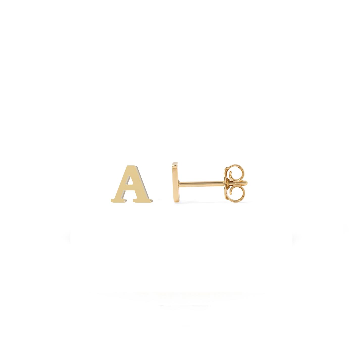Small Gold A Initial Stud