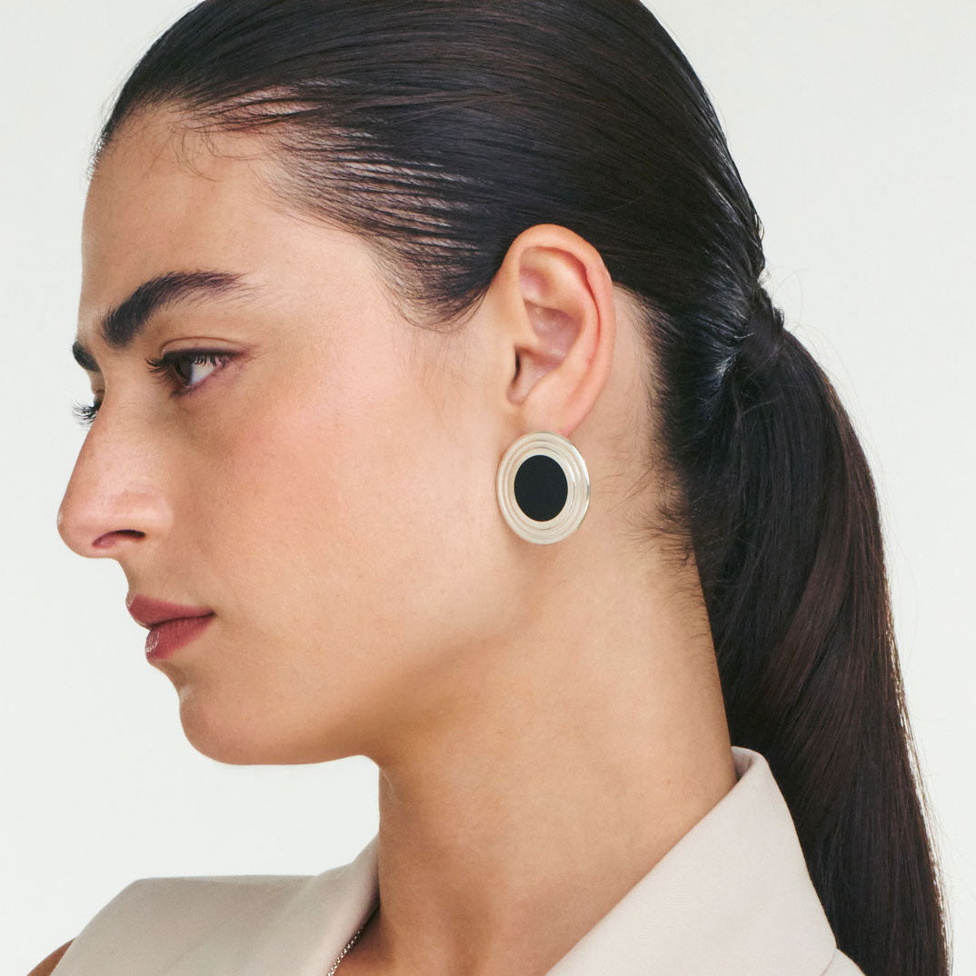 The Happy hour  Stud Earrings  - Silver