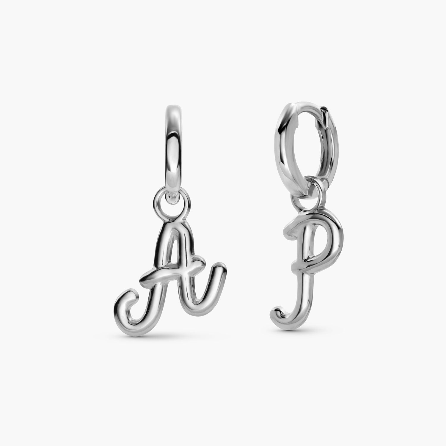 My Mini Signature Initial huggies- silver
