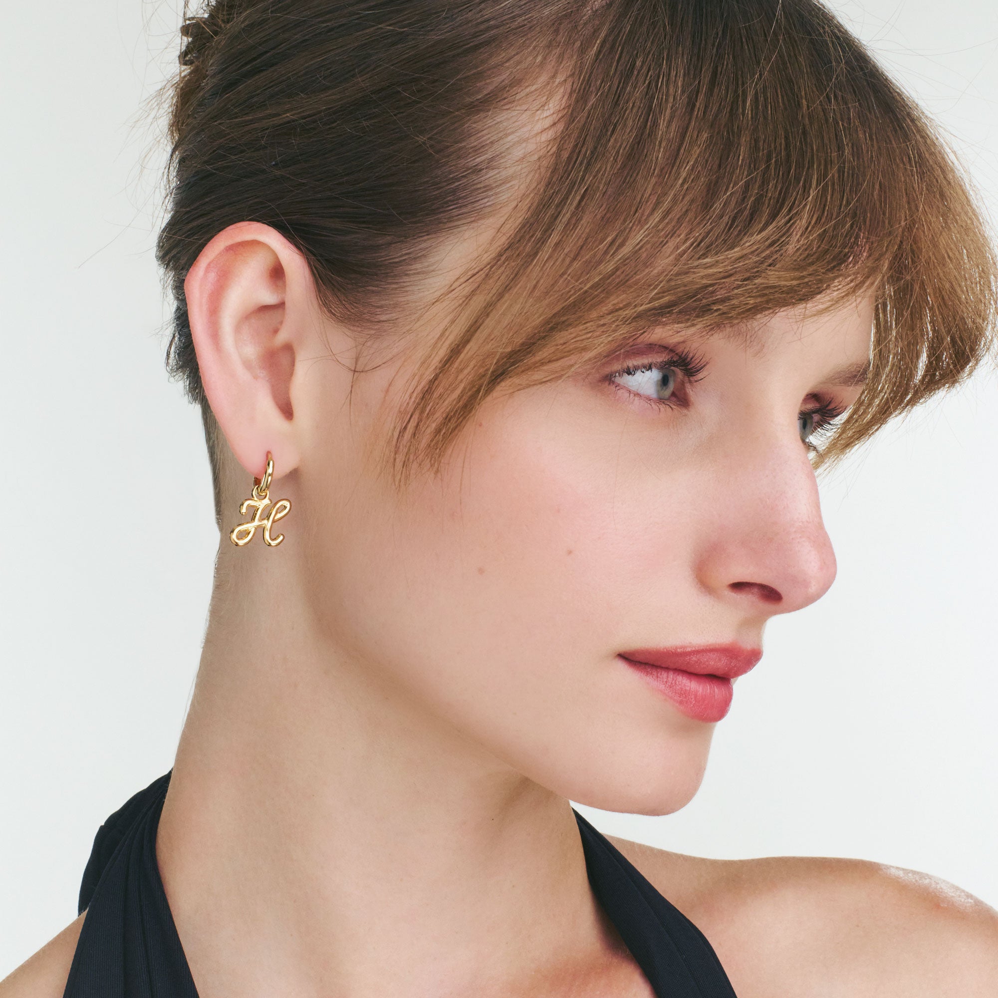 My Mini Signature Initial huggies- Gold Vermeil