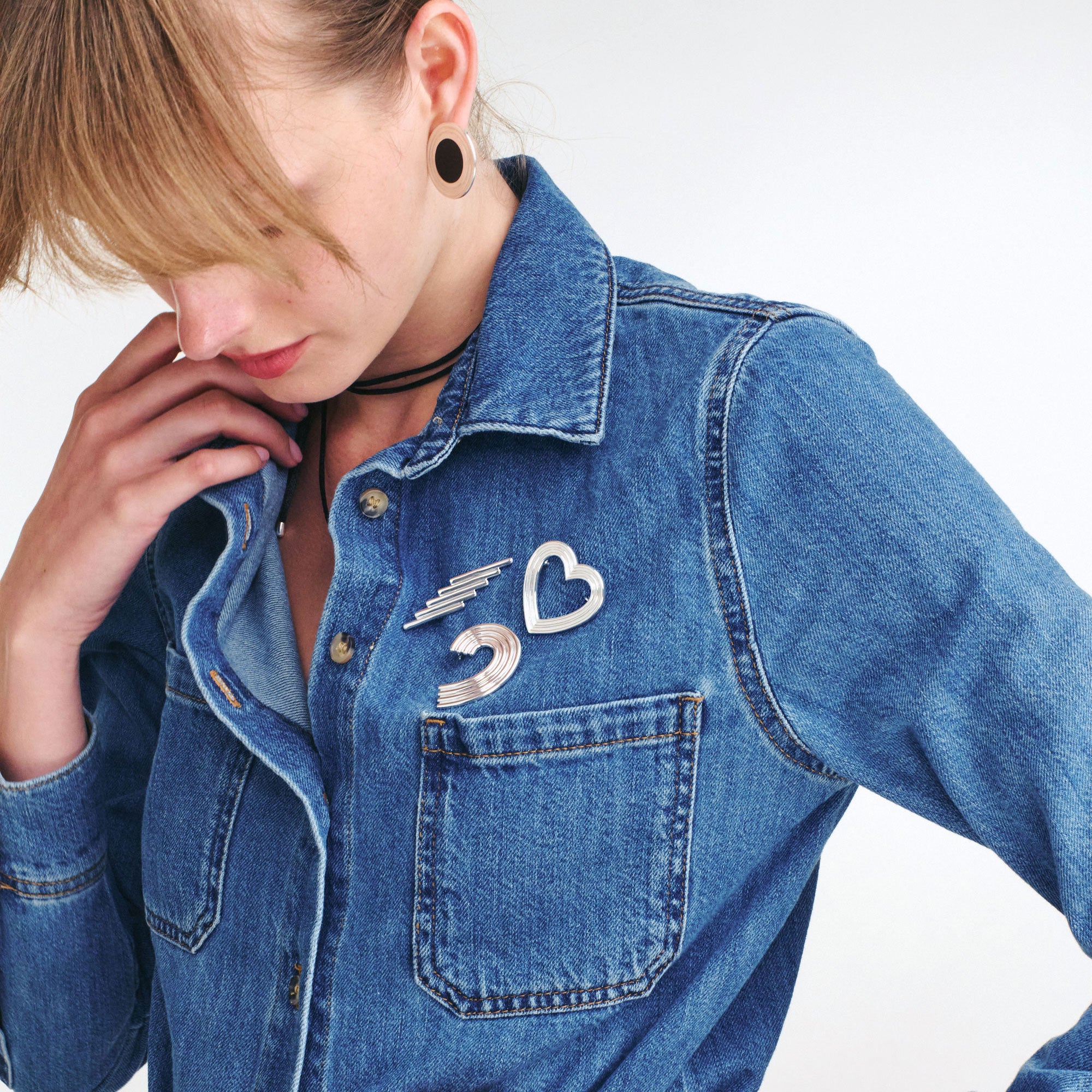 Power Hearts Brooch- Silver