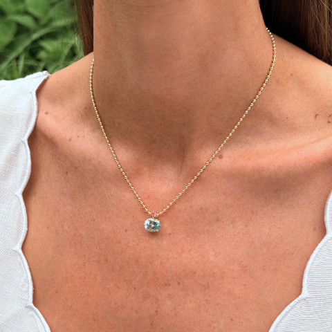 Candy Confetti Oval Aquamarine Pendant