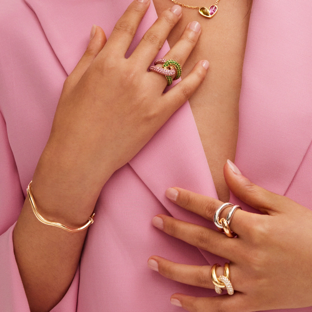 Gemstone Intertwin Ring