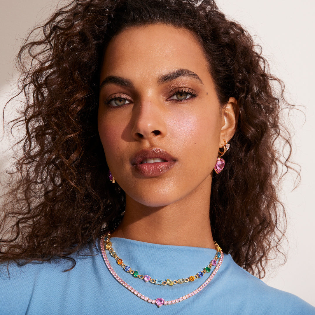 Pink Sapphire Tennis Necklace