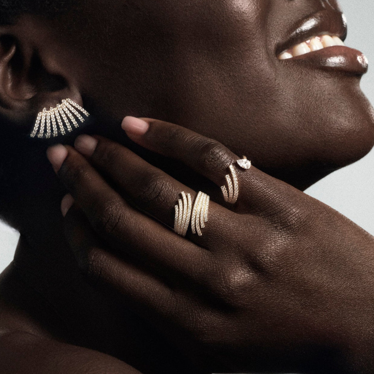 Astrid Pave Flare Bypass Ring