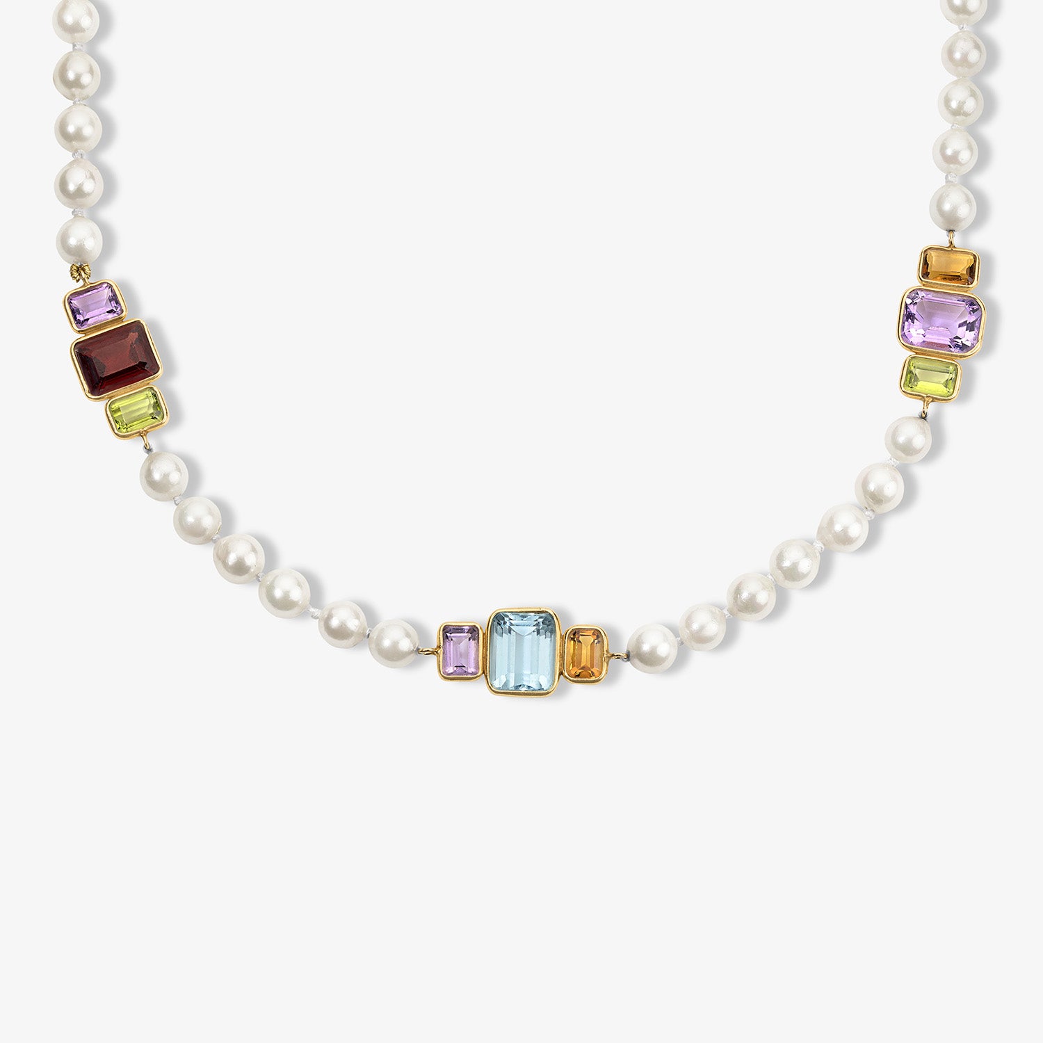 Cultured Pearls and Multi Gemstone Necklace