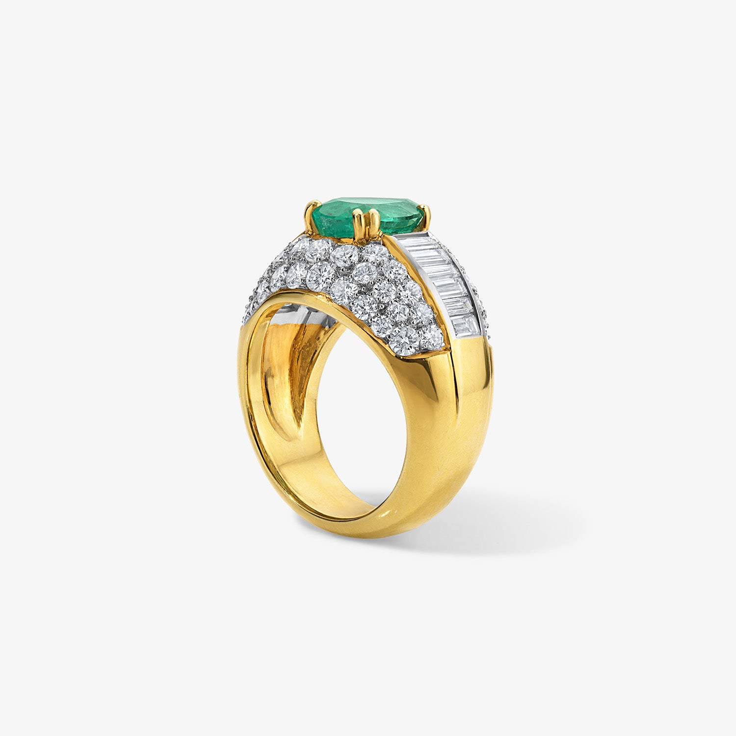 Diamond Cocktail Ring with Emerald Center Stone