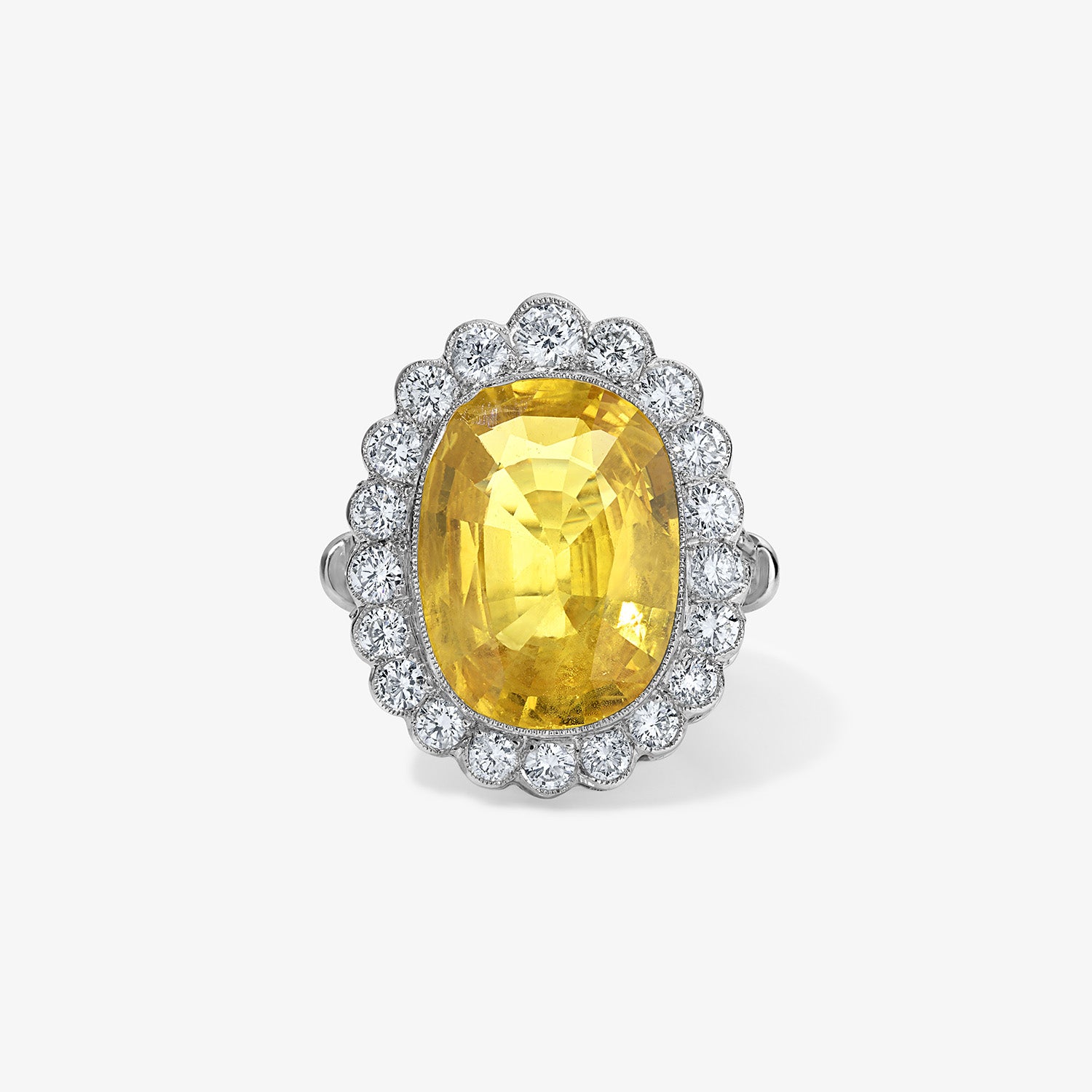 Yellow Sapphire Cocktail Ring with Diamond Halo
