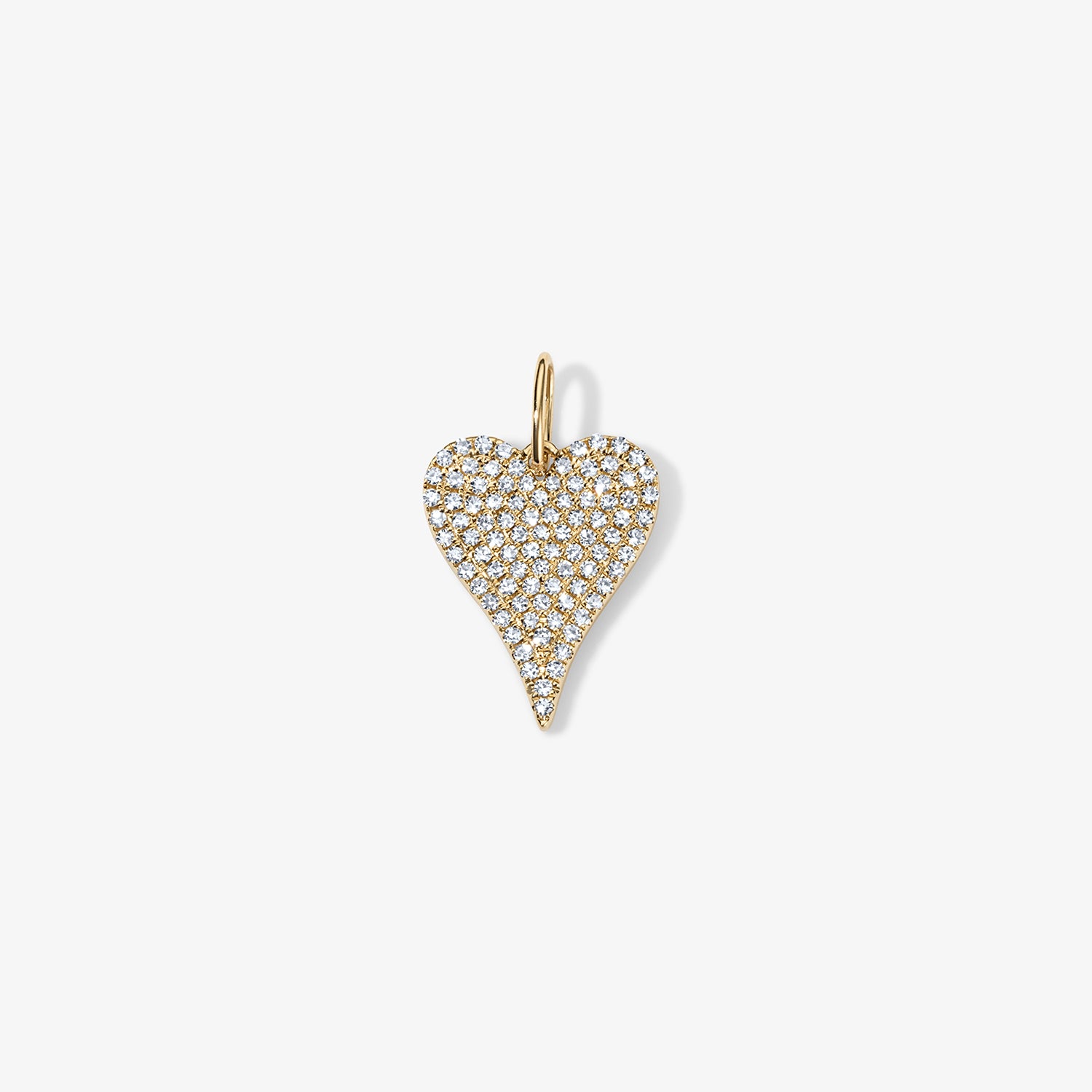 Small Token Pave Heart Charm 14K Yellow Gold