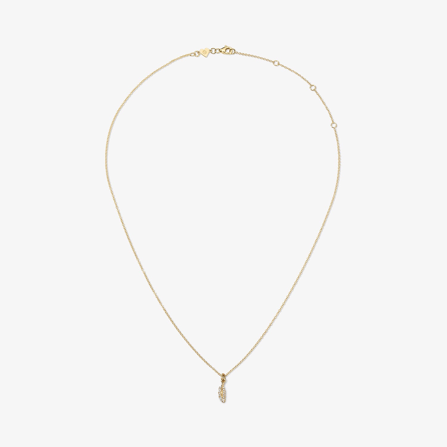 Mini Token Pave Feather Necklace