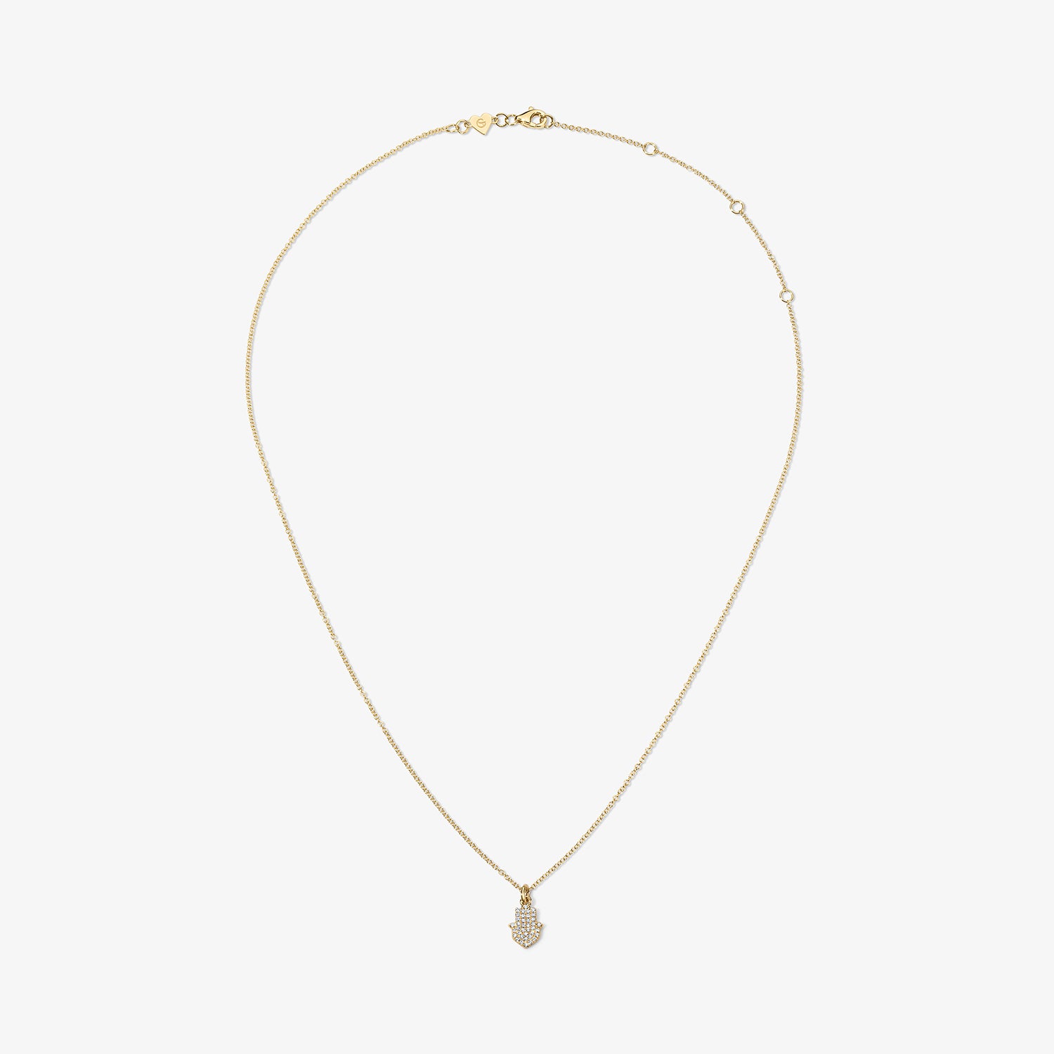 Mini Token Pave Hamsa Necklace