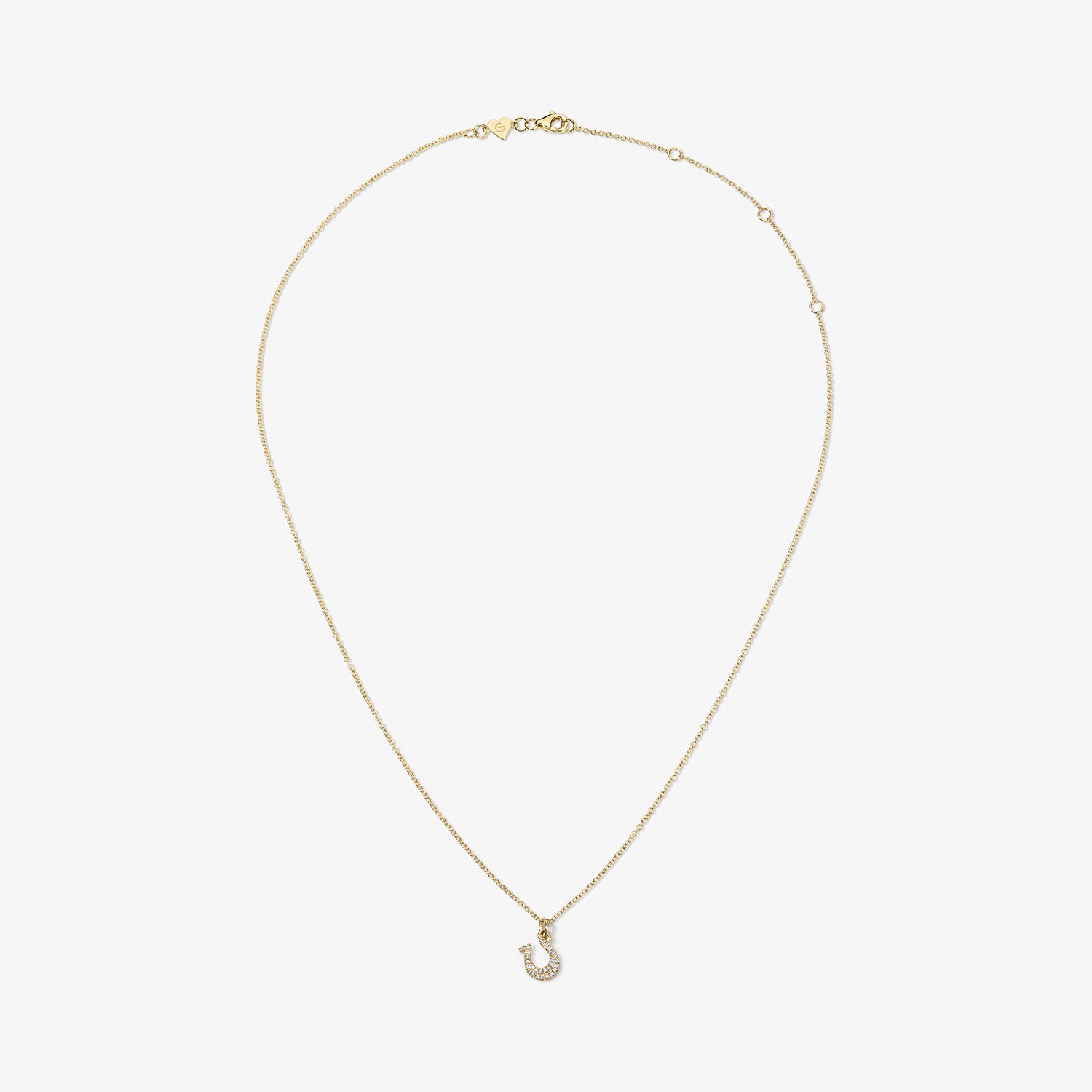 Mini Token Pave Horseshoe Necklace