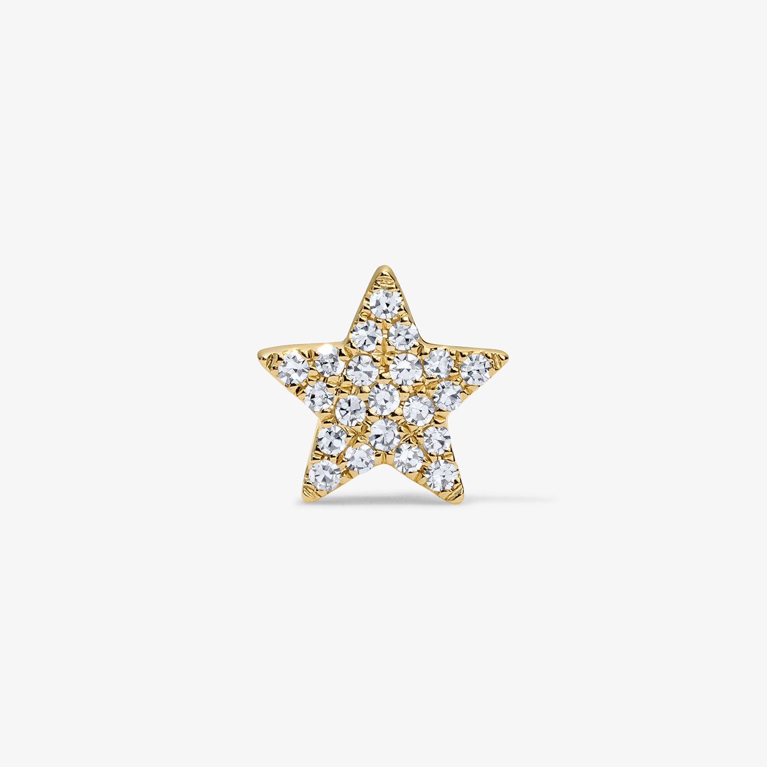Mini Token Pave Star Studs 14K Yellow Gold Single