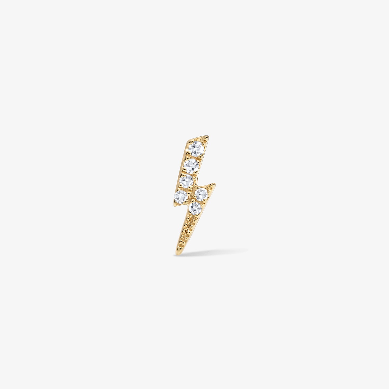 Mini Token Pave Lightening Studs 14K Yellow Gold Single