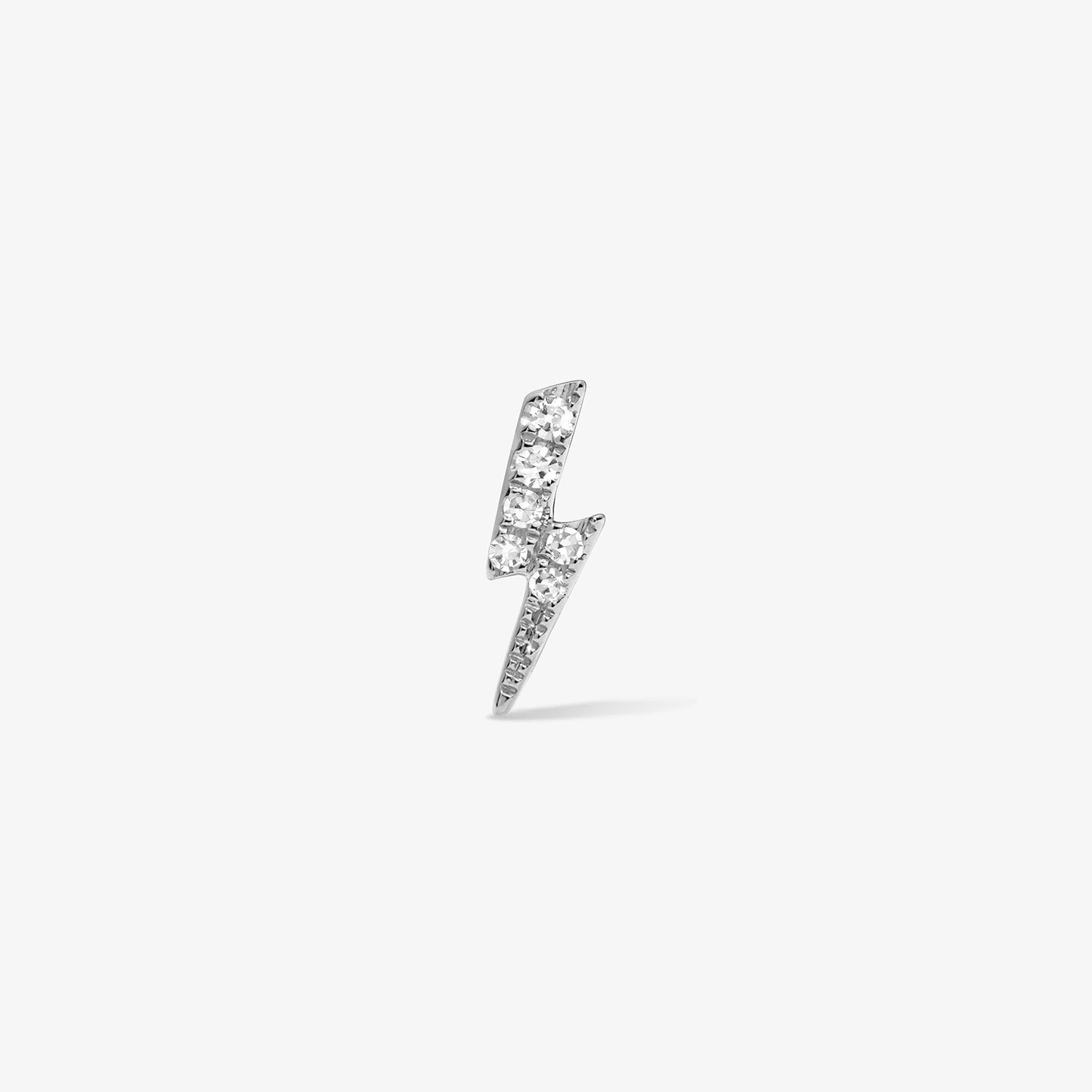 Mini Token Pave Lightening Studs 14K White Gold Single