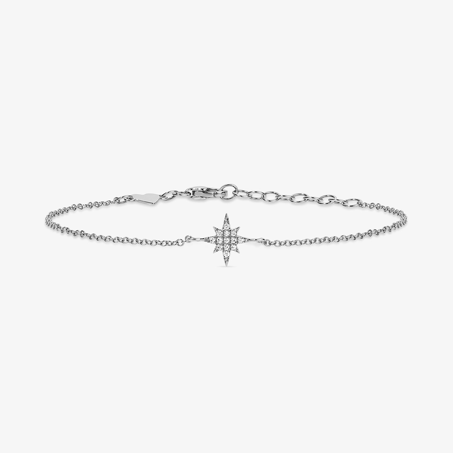 Mini Token Pave North Star Bracelet 14K White Gold