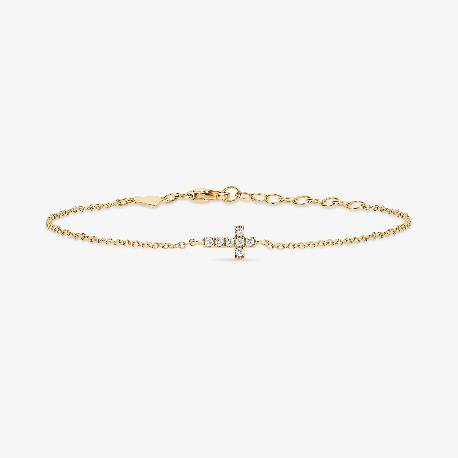 Mini Token Pave Cross Bracelet 14K Yellow Gold