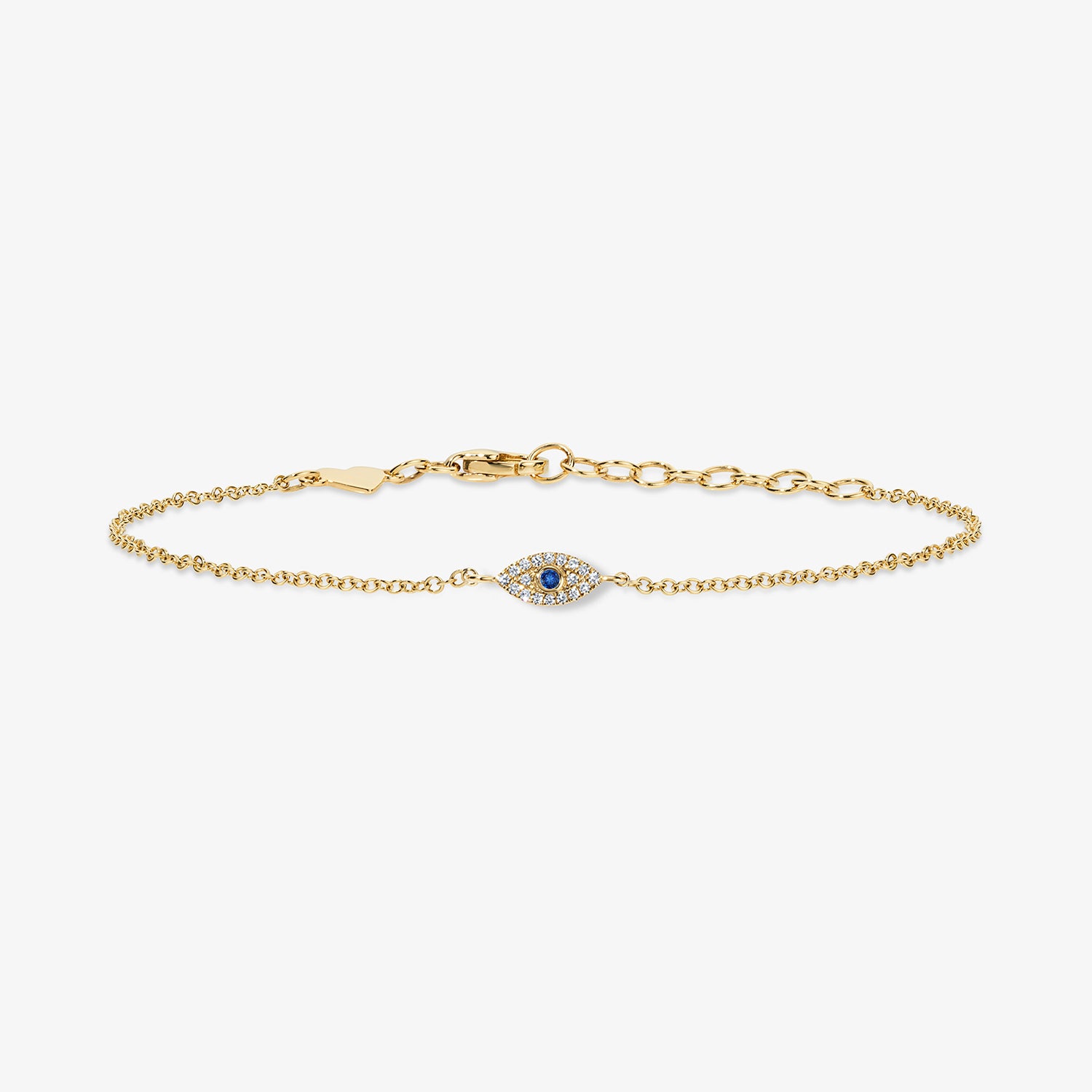 Mini Token Pave Evil Eye Bracelet 14K Yellow Gold