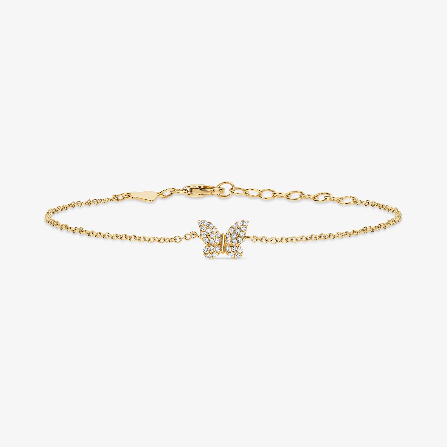 Mini Token Pave Butterfly Bracelet 14K Yellow Gold