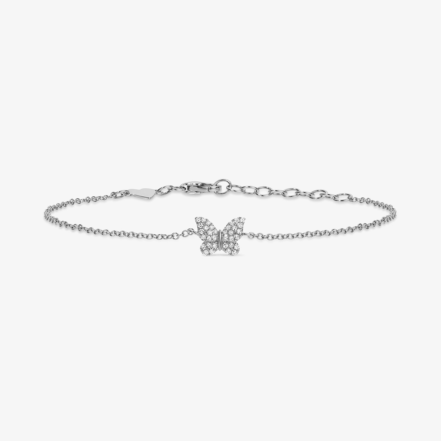 Mini Token Pave Butterfly Bracelet 14K White Gold