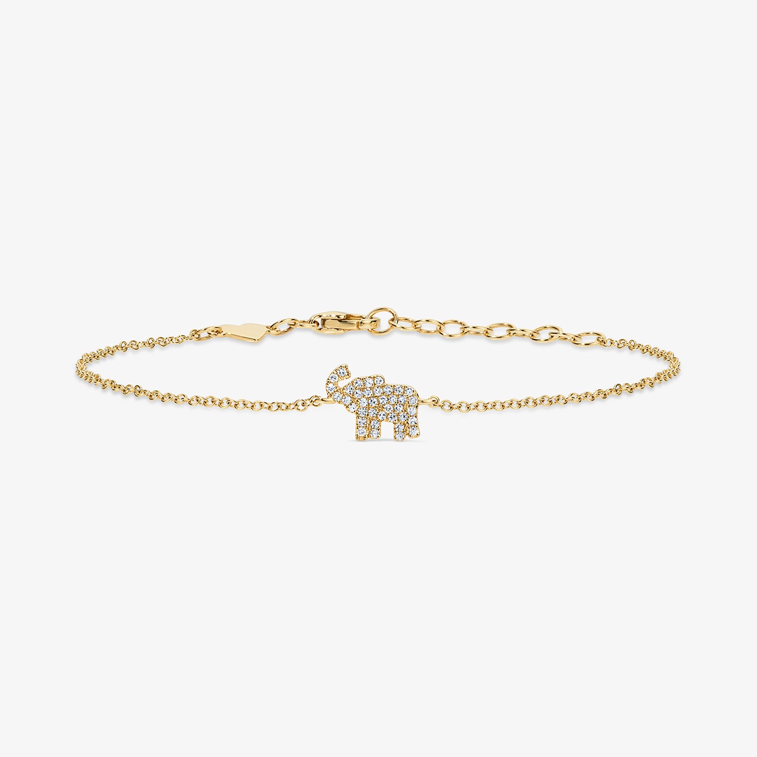 Mini Token Pave Elephant Bracelet 14K Yellow Gold