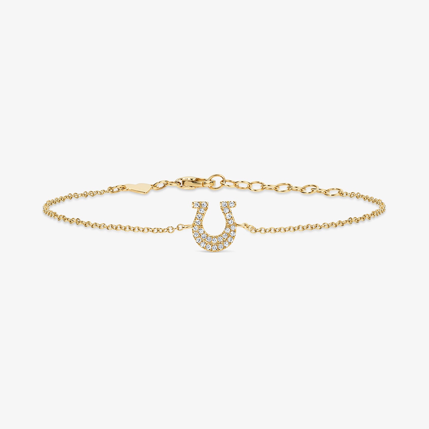 Mini Token Pave Horseshoe Bracelet 14K Yellow Gold