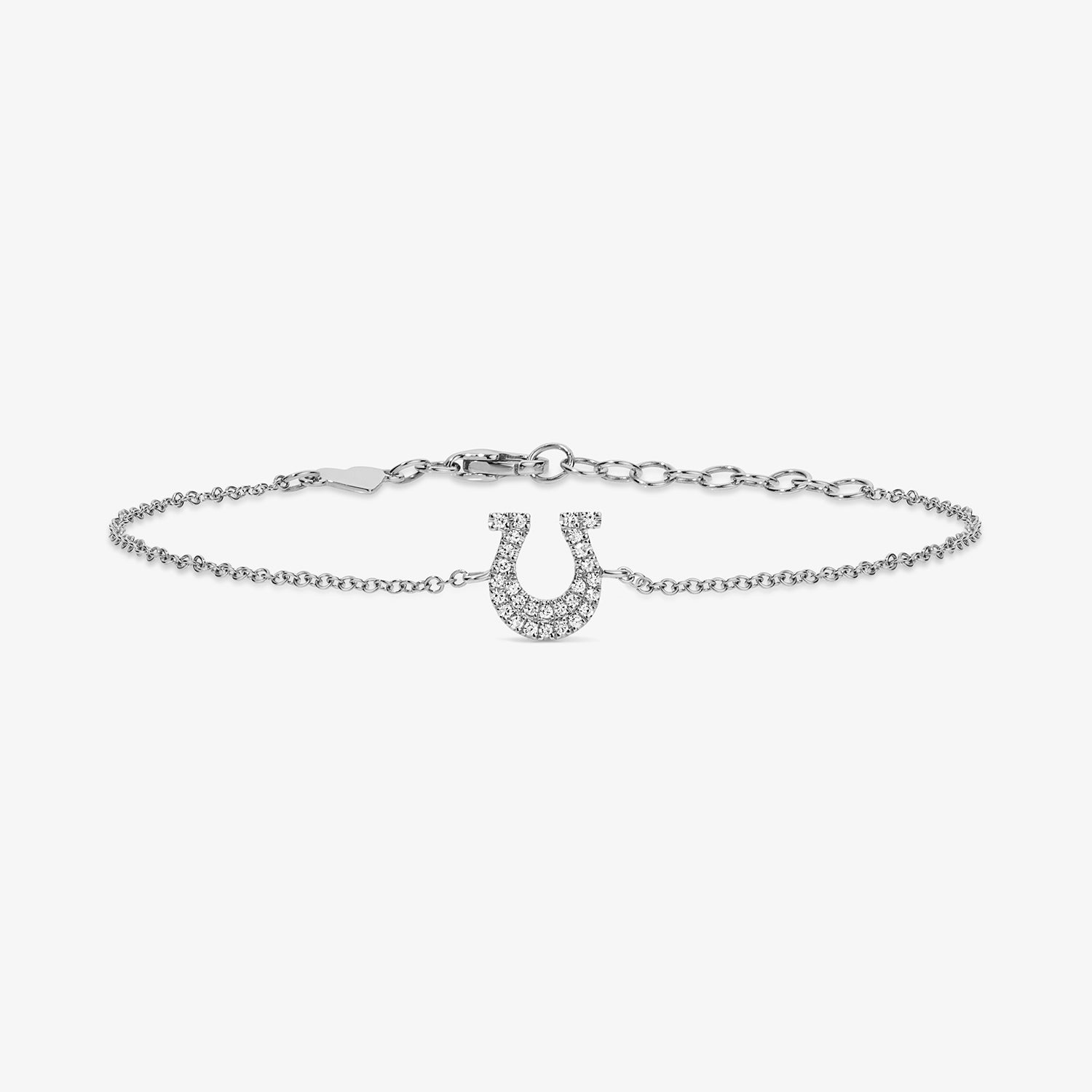 Mini Token Pave Horseshoe Bracelet 14K White Gold