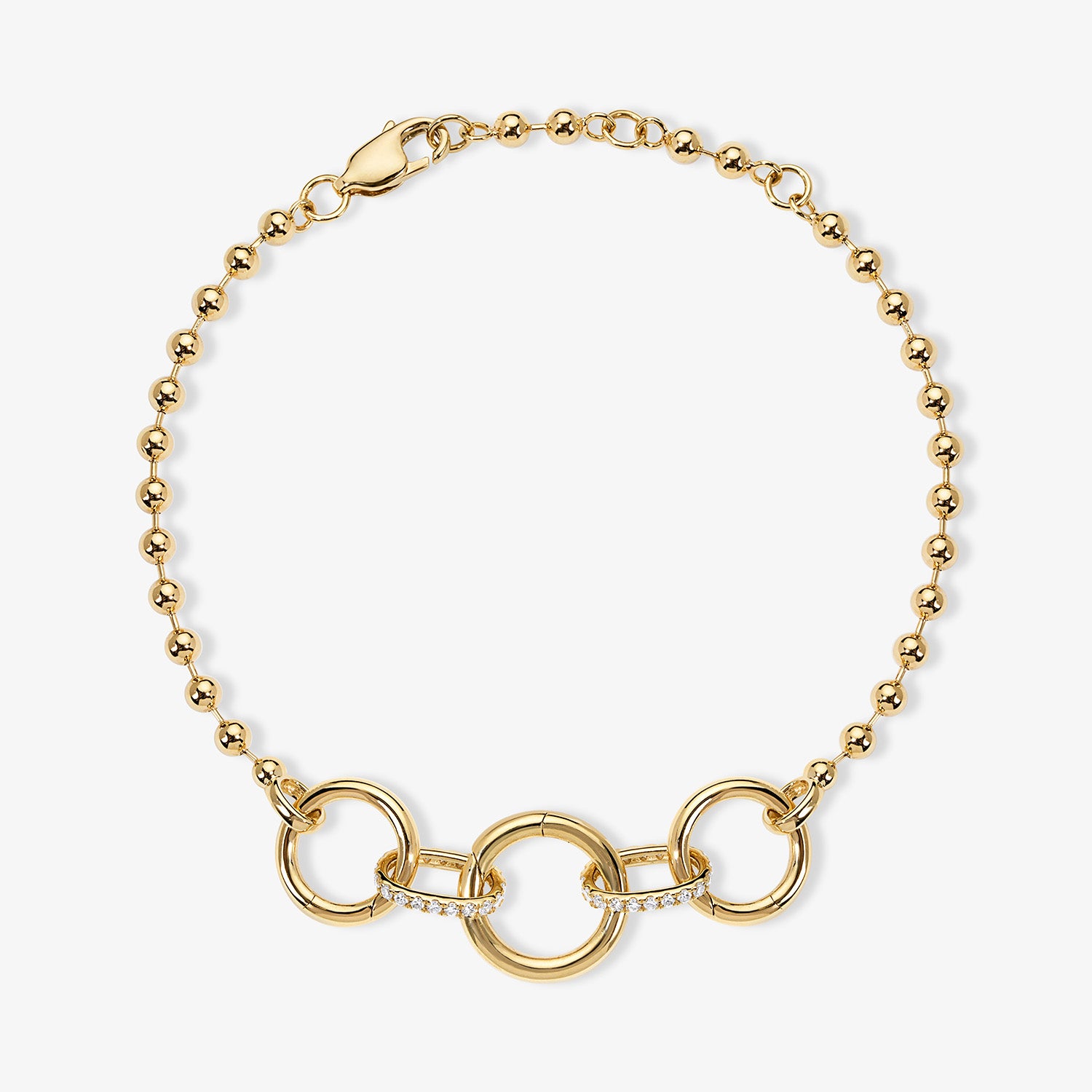 Cleo Ball Chain Bracelet with Push Clasps 14K Yellow Gold