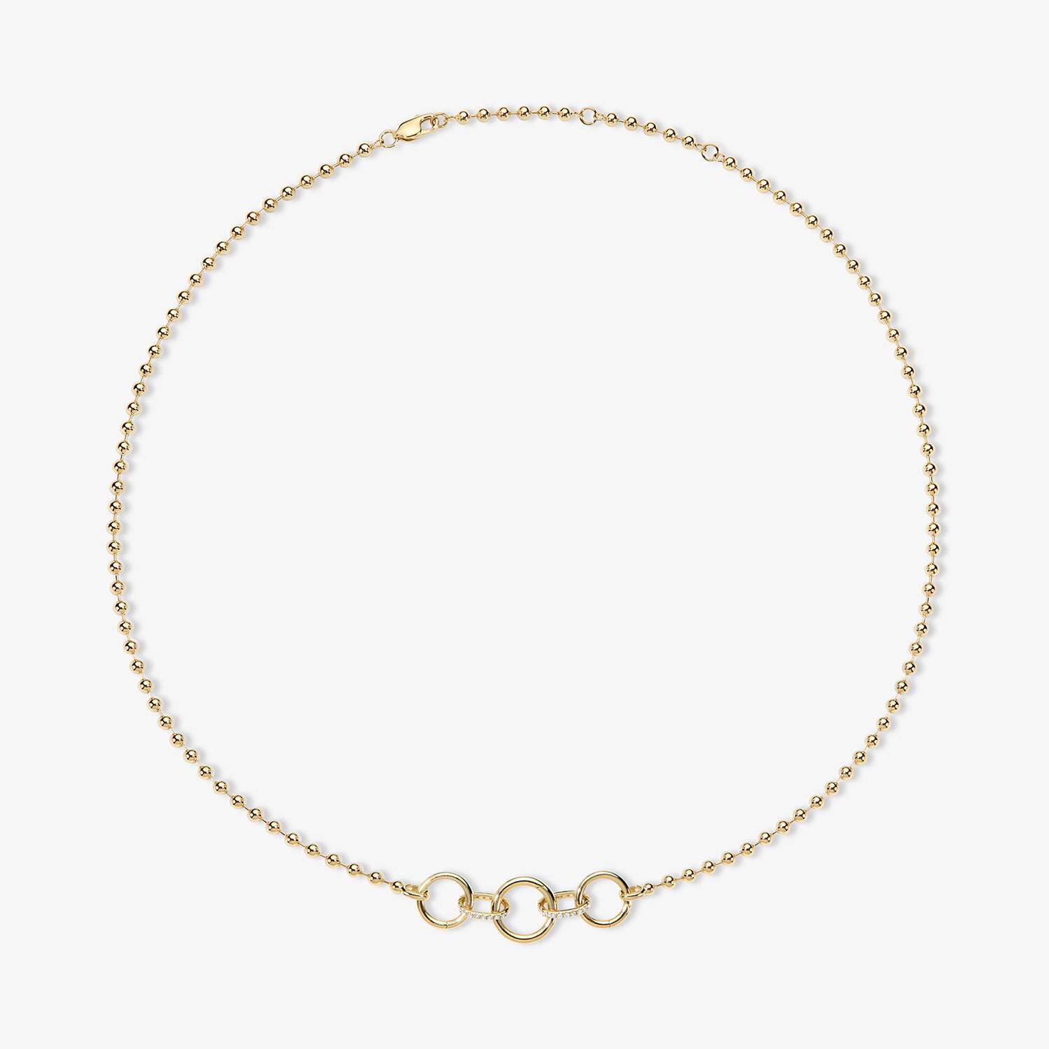 Cleo Ball Chain Necklace with Push Clasps 14K Yellow Gold