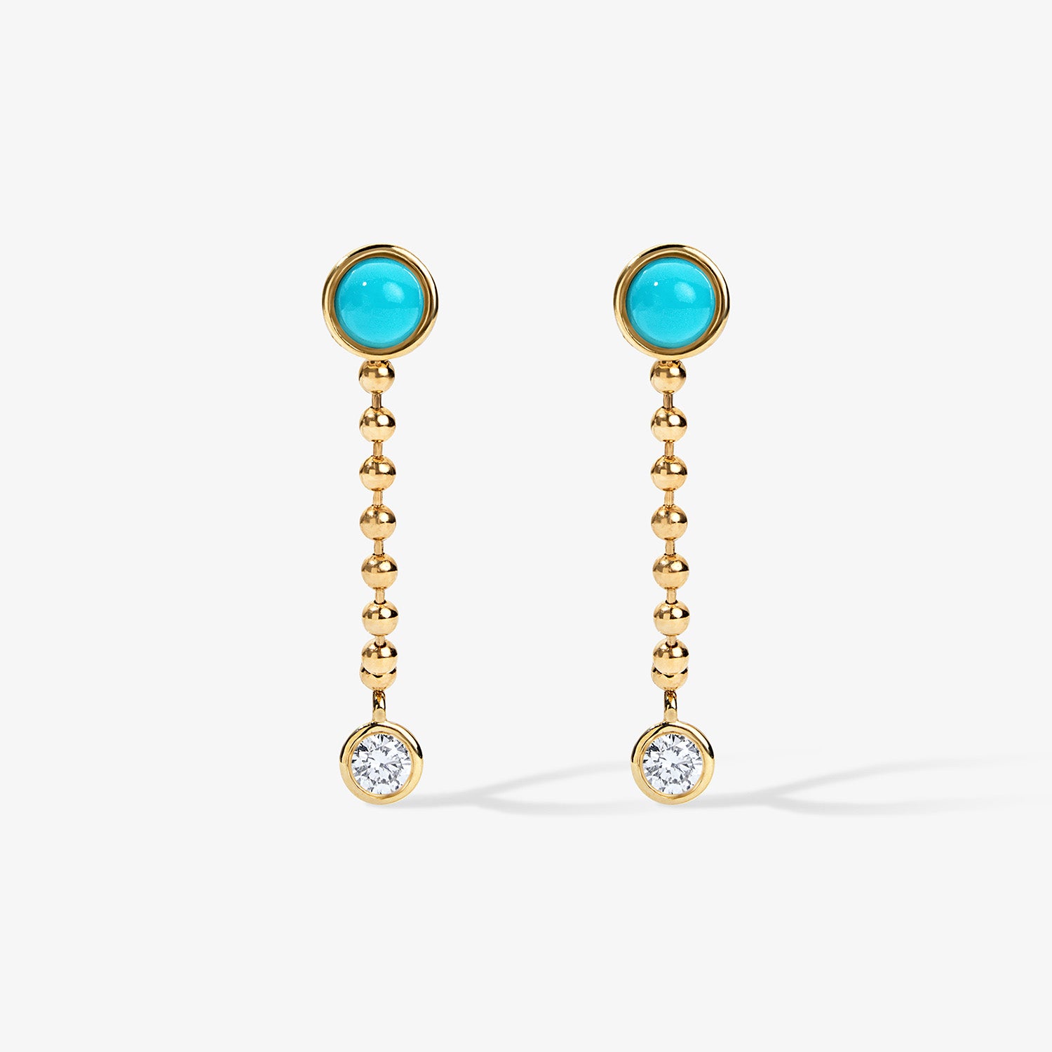 Dakota Turquoise Chain Earring 14K Yellow Gold