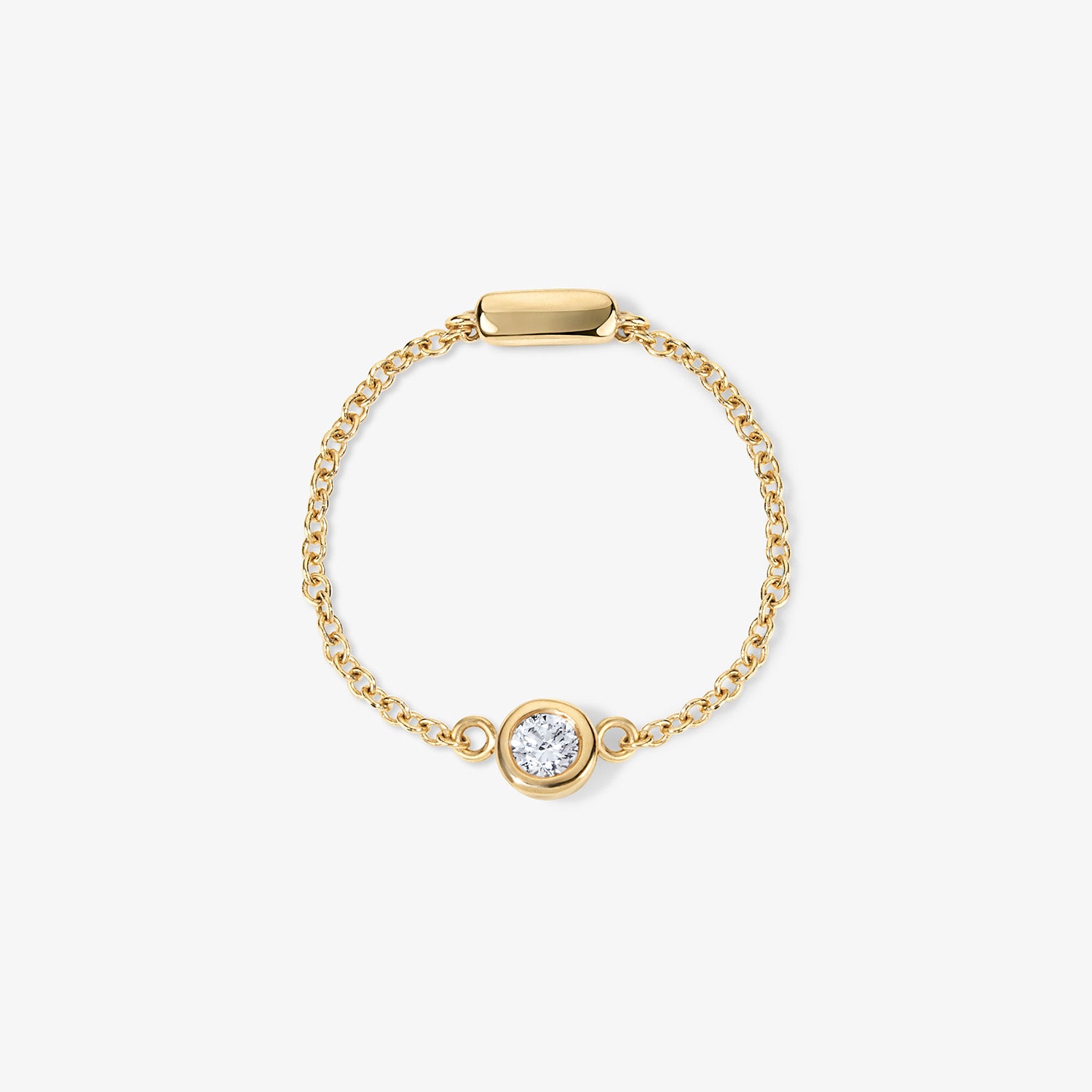 Margot Diamond Bezel Chain Ring 14K Yellow Gold