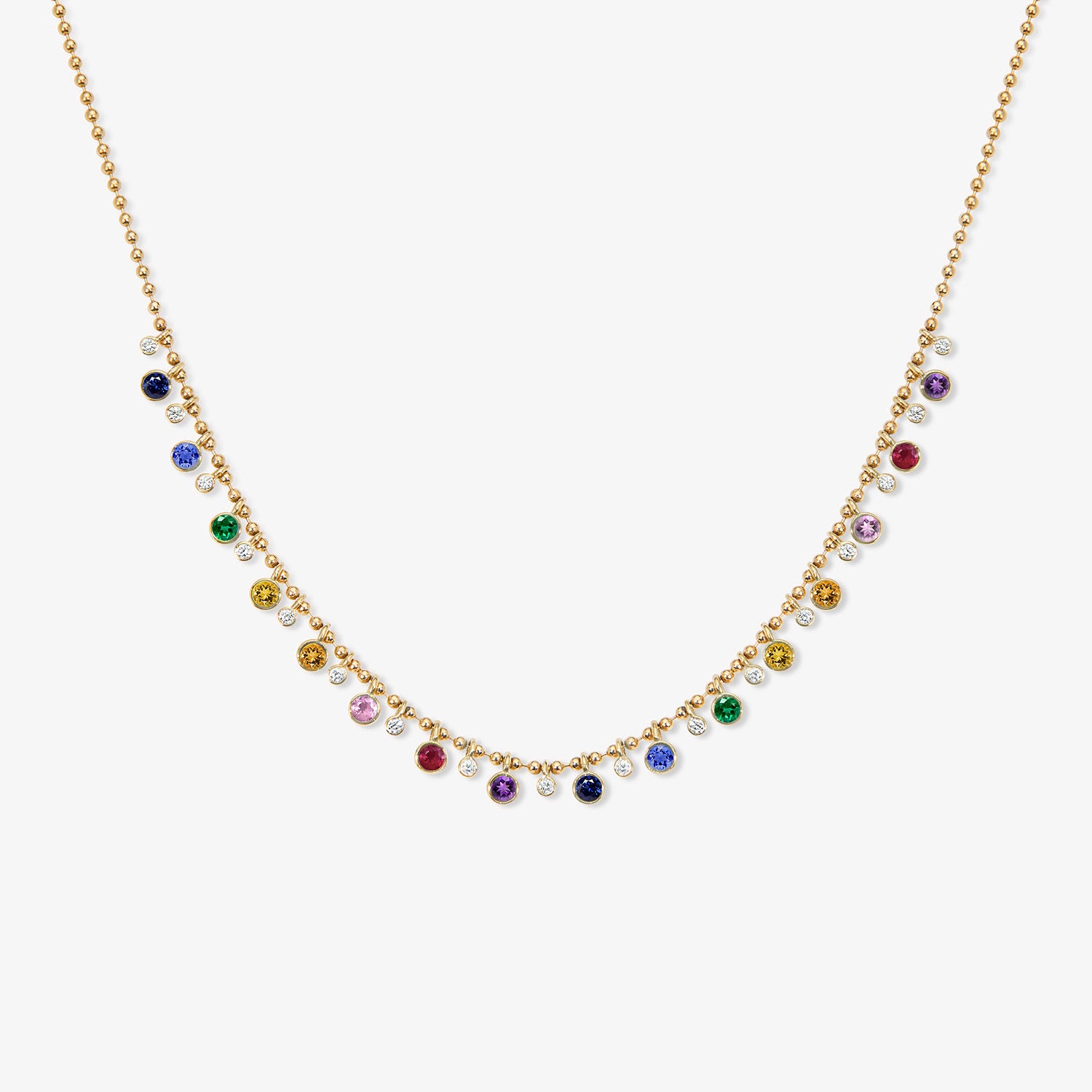 Dakota Gemstone Shaker Necklace 14K Yellow Gold