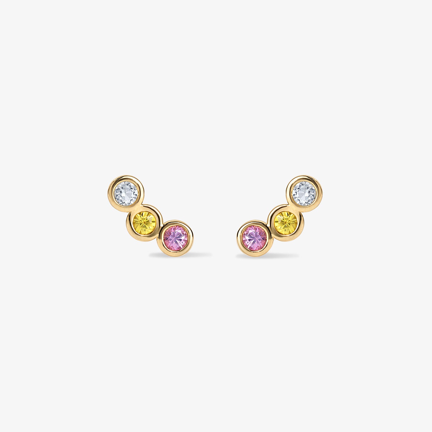 Margot Gemstone Ear Crawler Studs 14K Yellow Gold