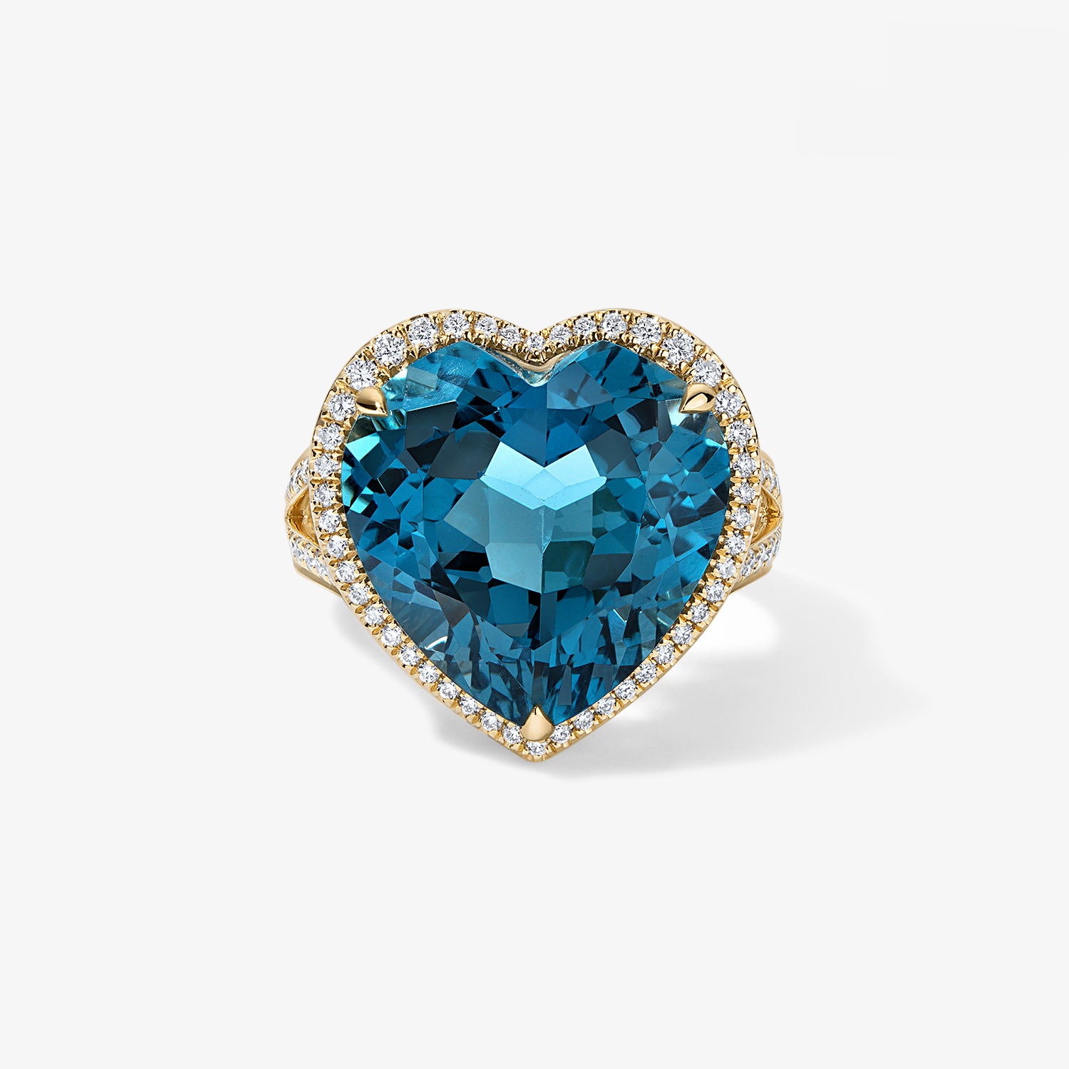 London Blue Topaz Heart Candy Button Ring