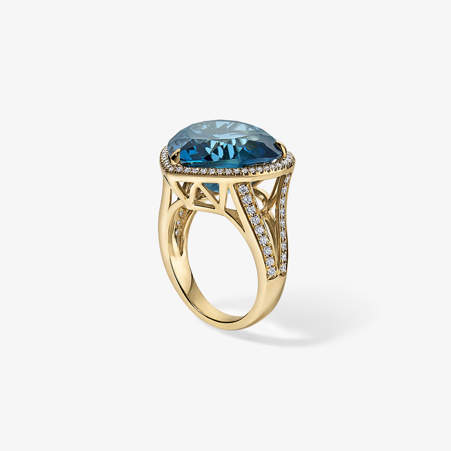 London Blue Topaz Heart Candy Button Ring