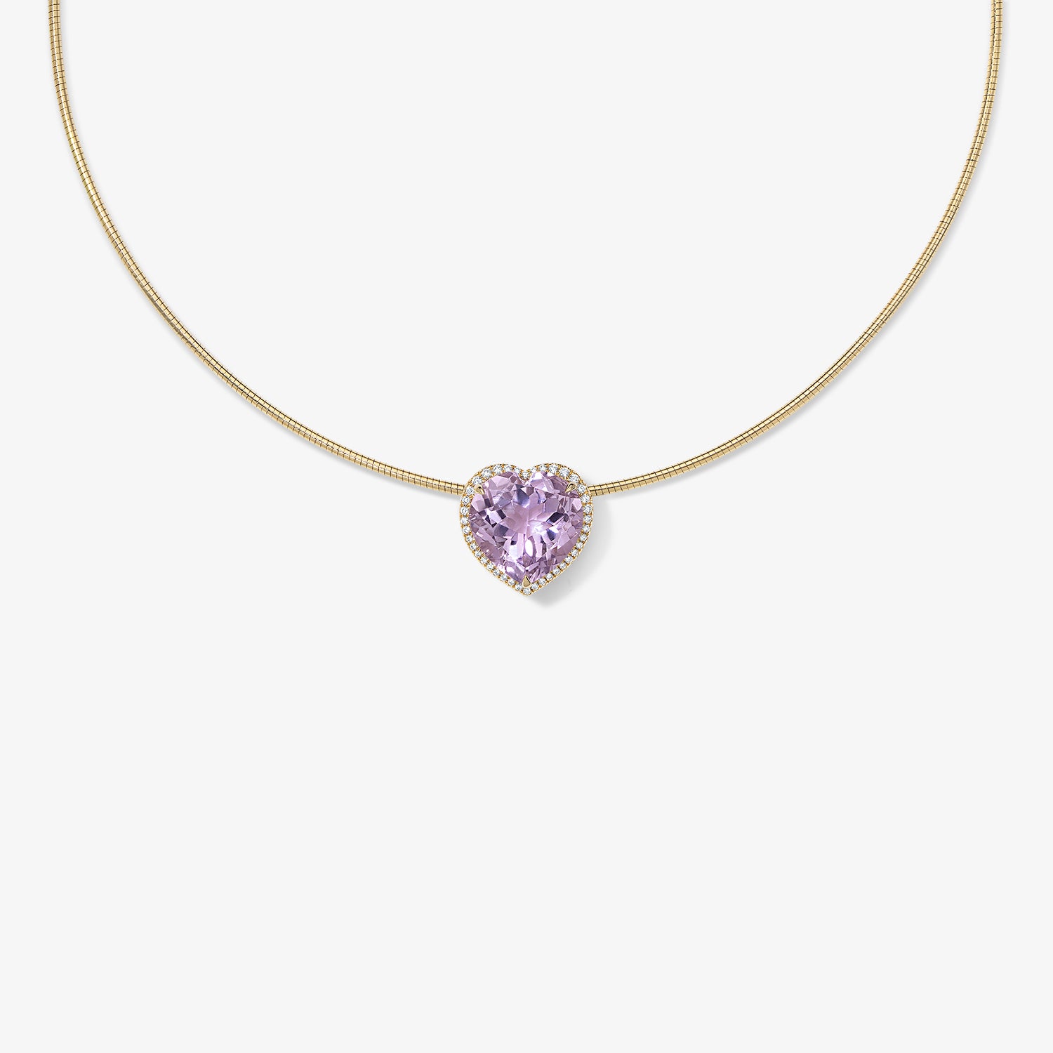 Rose De France Heart Candy Button Pendant on Omega Chain