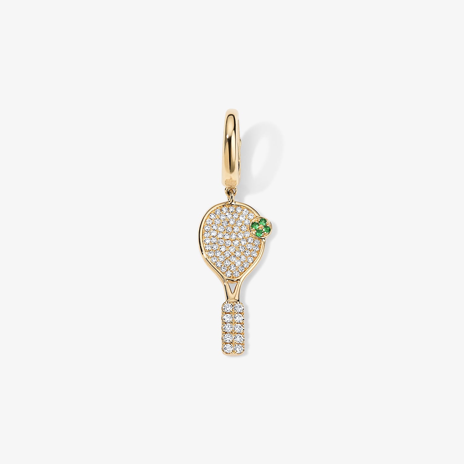 Large Token Tennis Racquet Charm 14K Yellow Gold