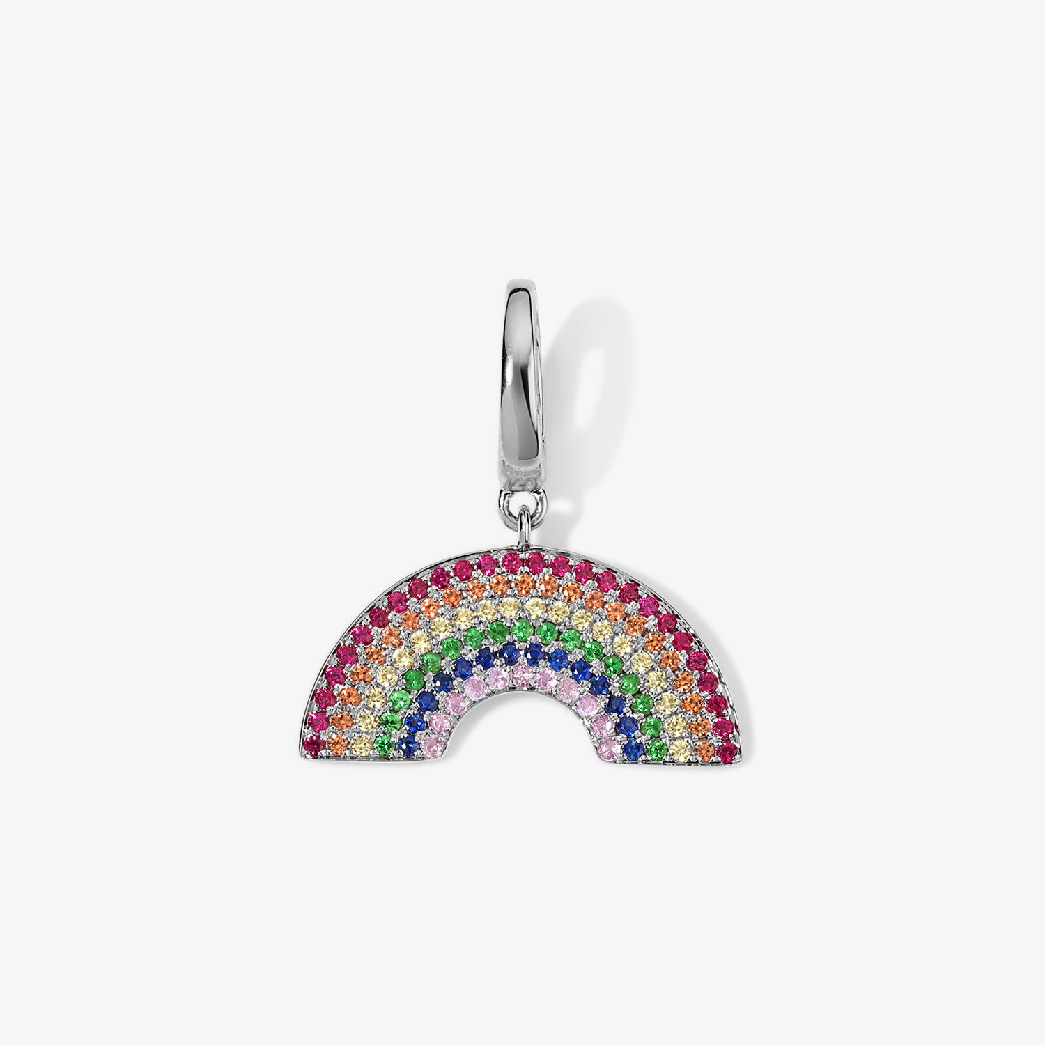 Large Token Rainbow Charm 14K White Gold