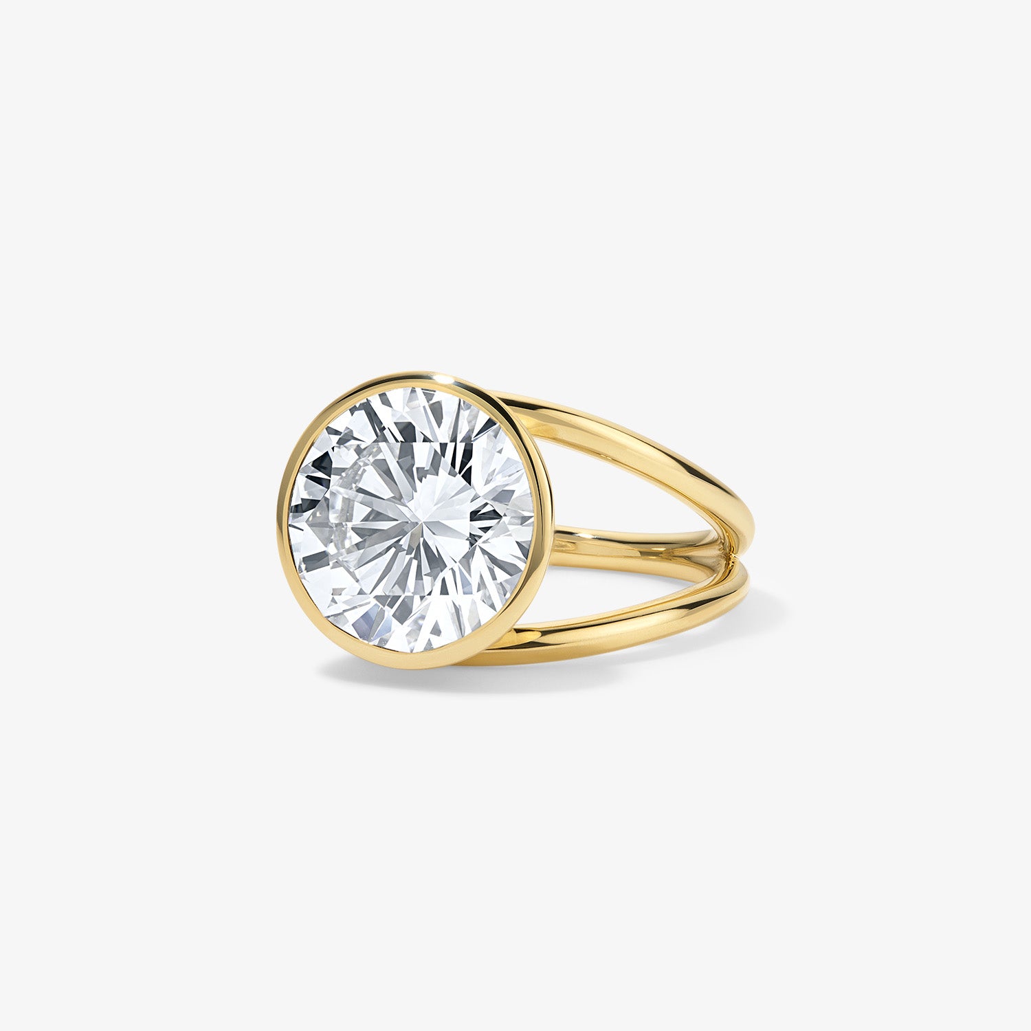Signature Round Brilliant Bezel Set Split Shank Engagement Ring